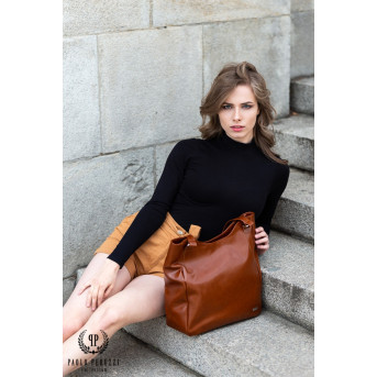 DUŻA SKÓRZANA TORBA DAMSKA NA RAMIĘ PAOLO PERUZZI Z-09-CG