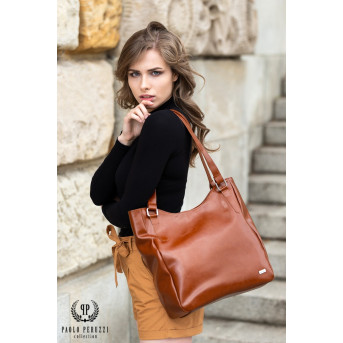 DUŻA SKÓRZANA TORBA DAMSKA NA RAMIĘ PAOLO PERUZZI Z-09-CG